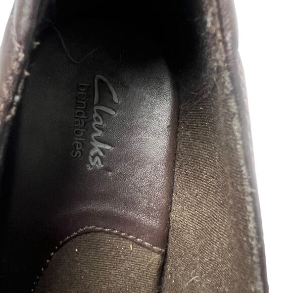 Clarks Ankle Boots Brown Leather Style 80826 Stacked Heel Shoe Bootie Womens 8W - Picture 2 of 12